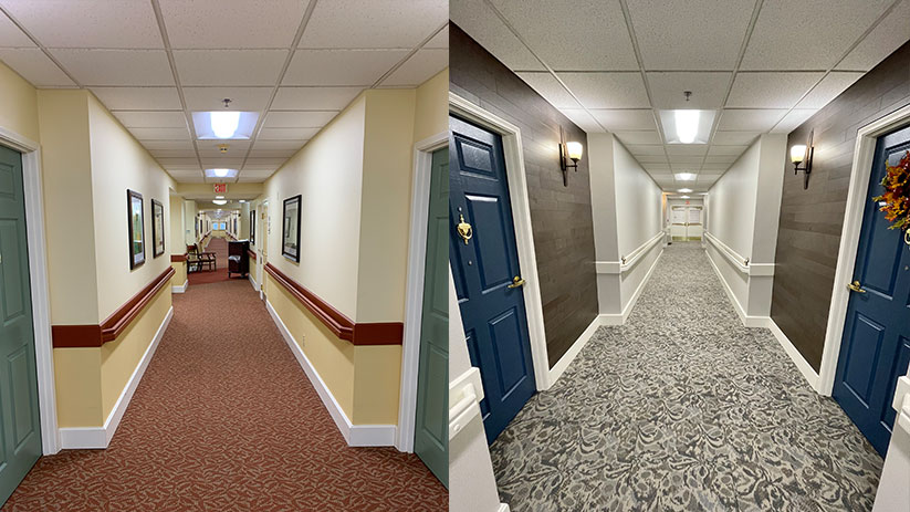 Hallway renovation before and after