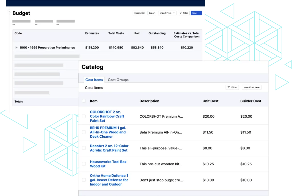Budget with catalog product UI